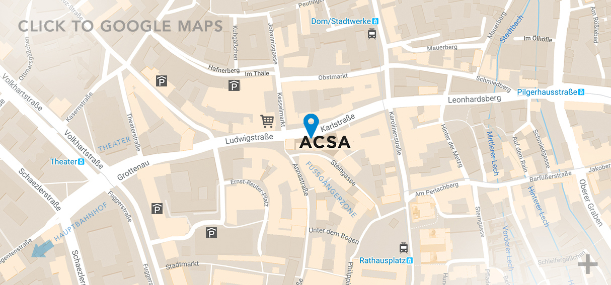 map of Augsburg with ACSA location karlstrasse 15